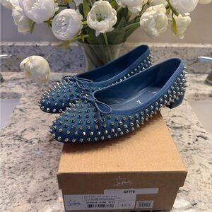 Christian Louboutin Denim Studded Flats